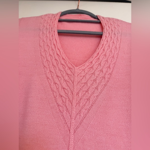 Pink Wool V-Neck Women's Sweater - Picture 6 of 9